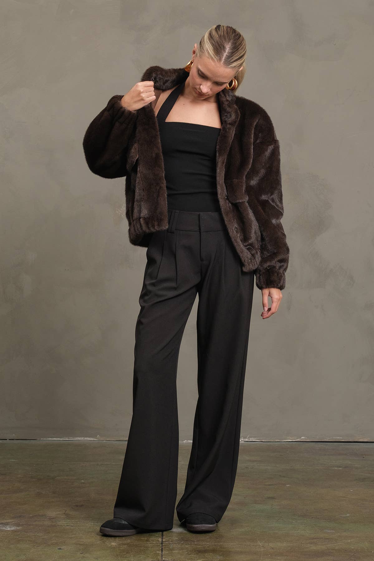 Faux Fur Button Jacket