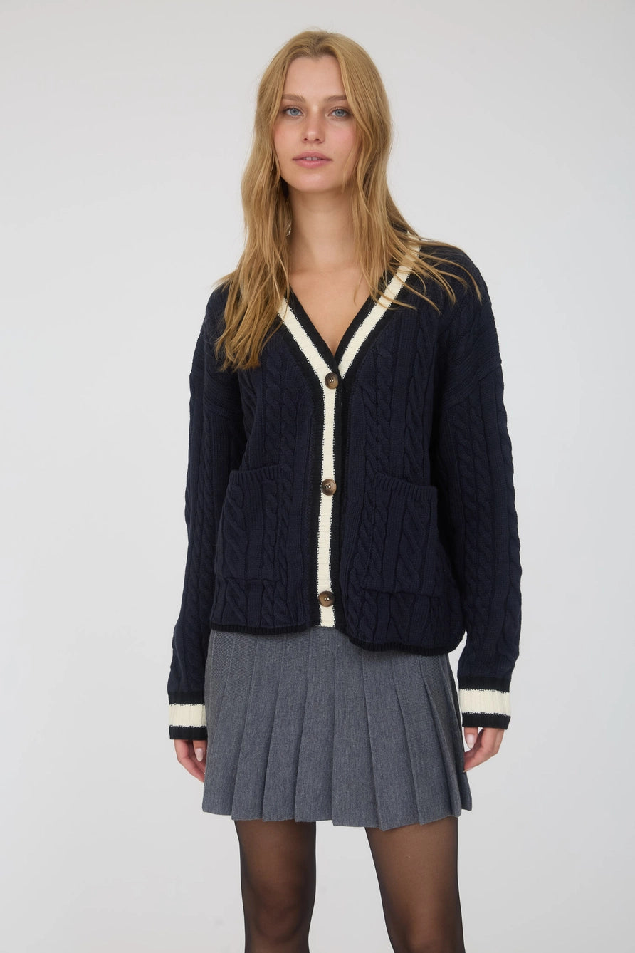 Contrast Stripe Boyfriend Cardigan