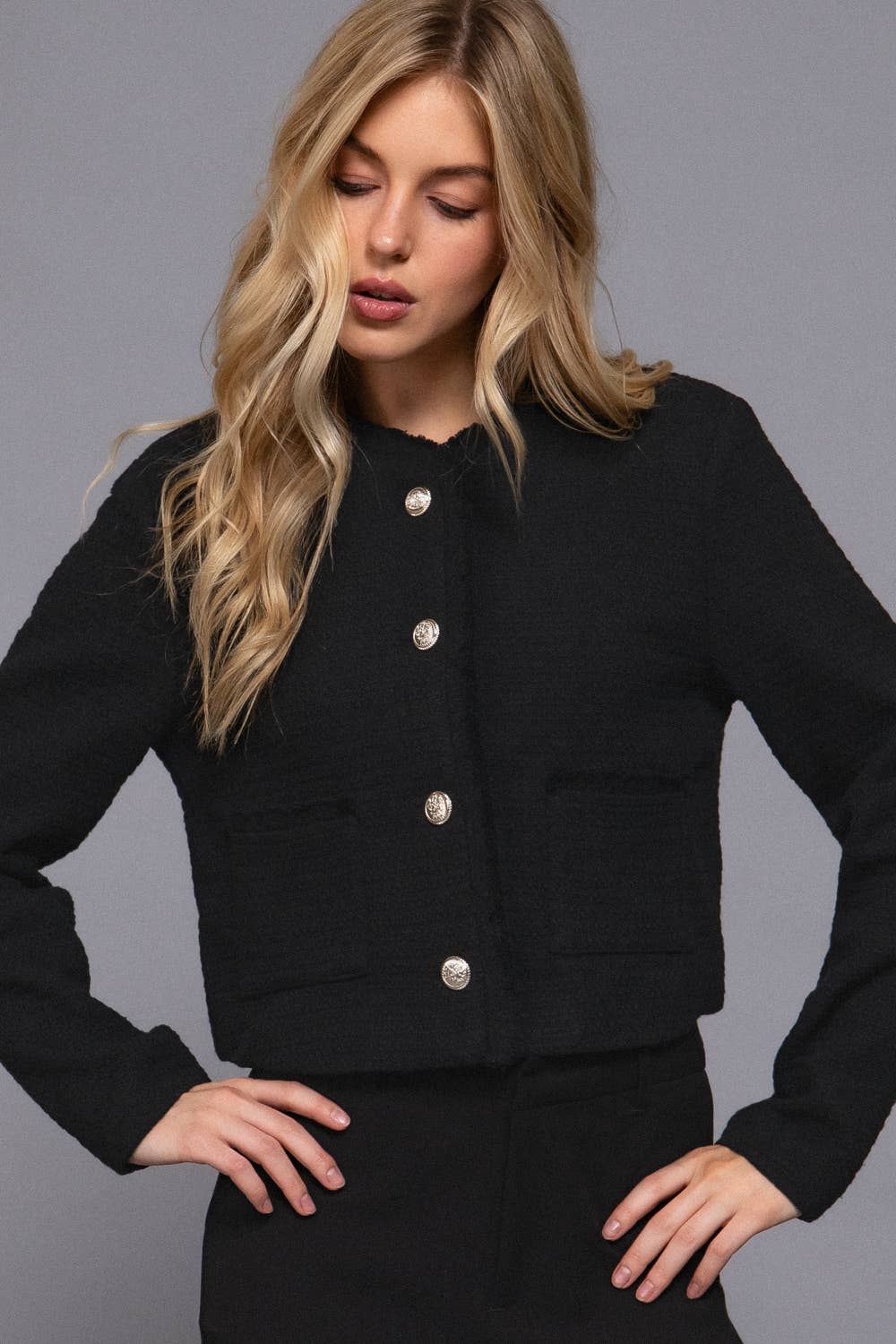 Button Down Tweed Jacket