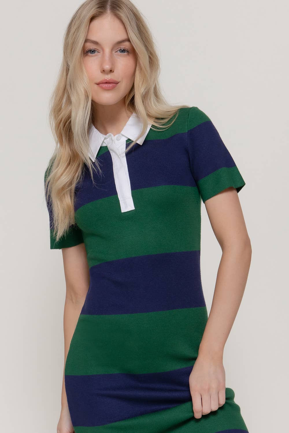 Stripe Knit Polo Dress
