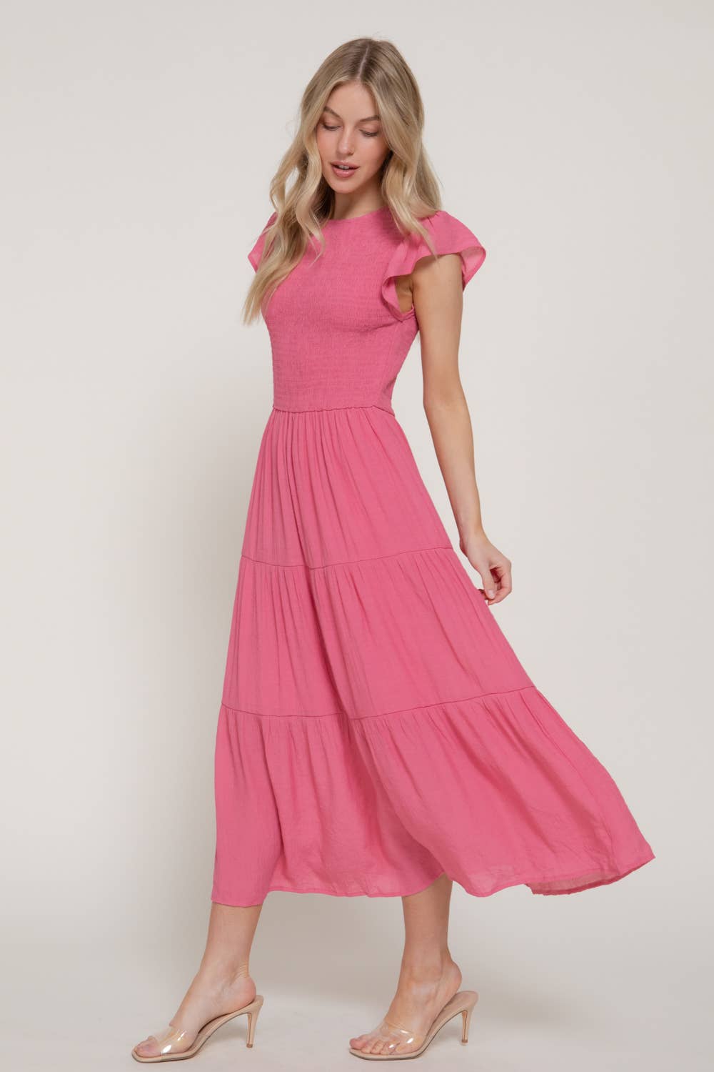 Ruffle Sleeve Smocked Dress