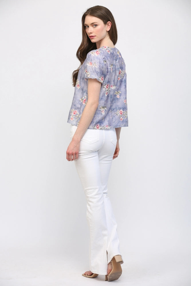 Gathered Neck Floral Top
