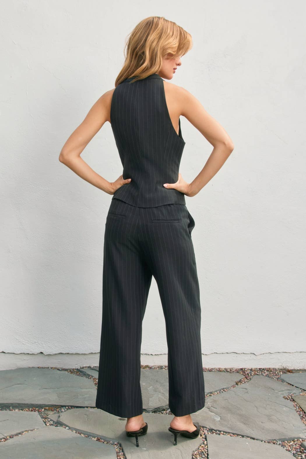 Pinstriped Wide Leg Trousers
