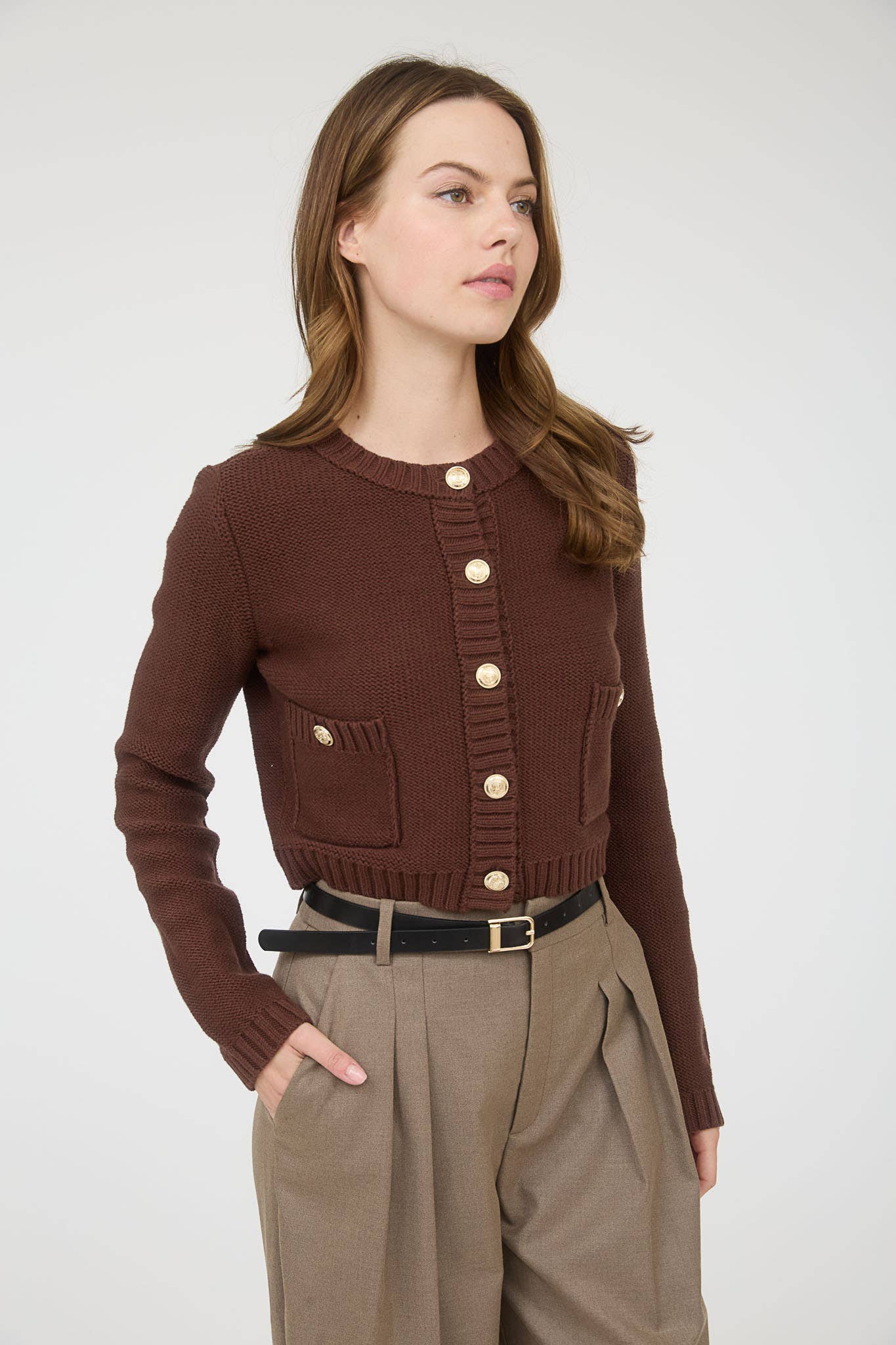 Gold Button Ribbed Cardigan