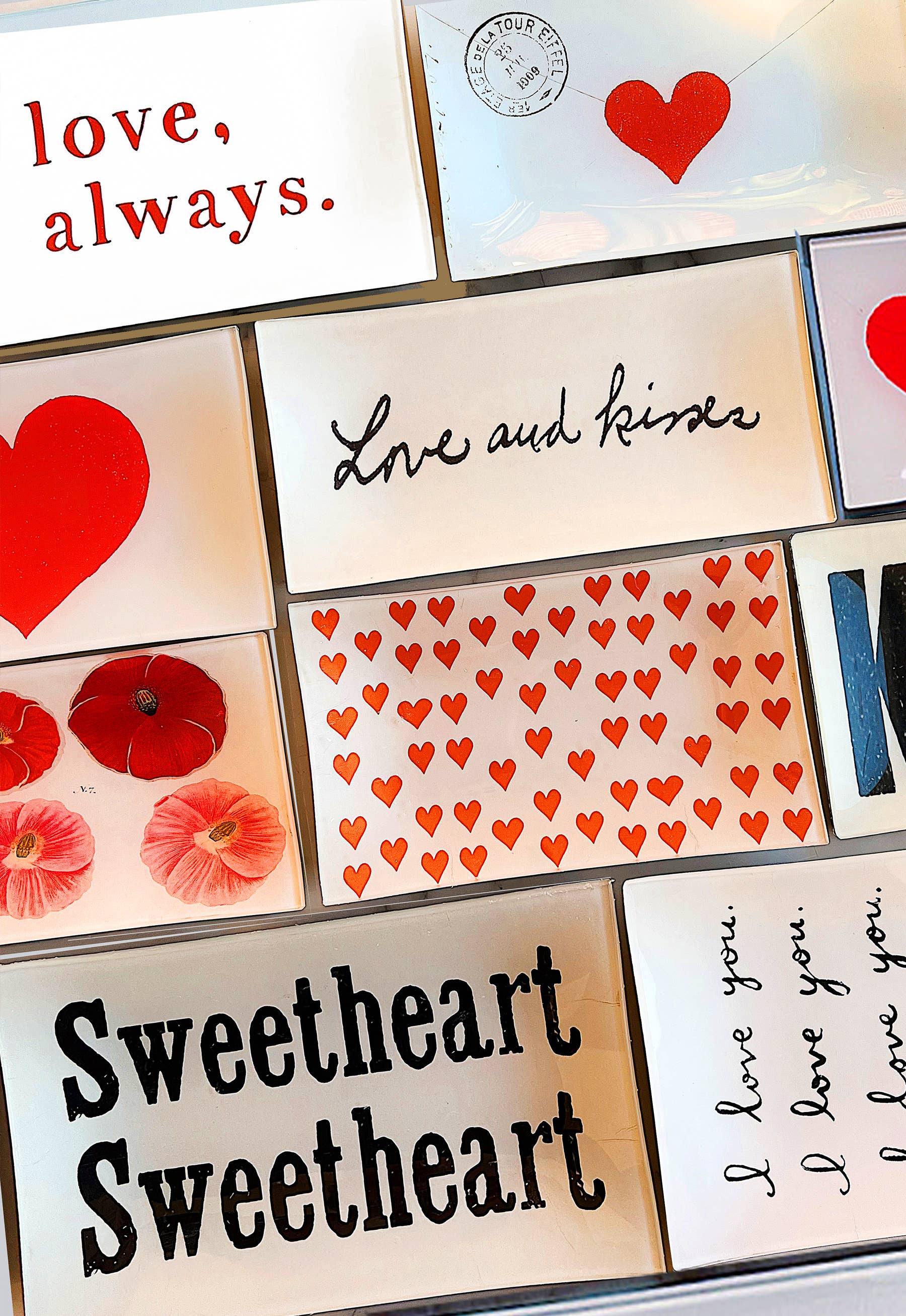 I Love You With A Thousand Hearts Decoupage Glass Tray