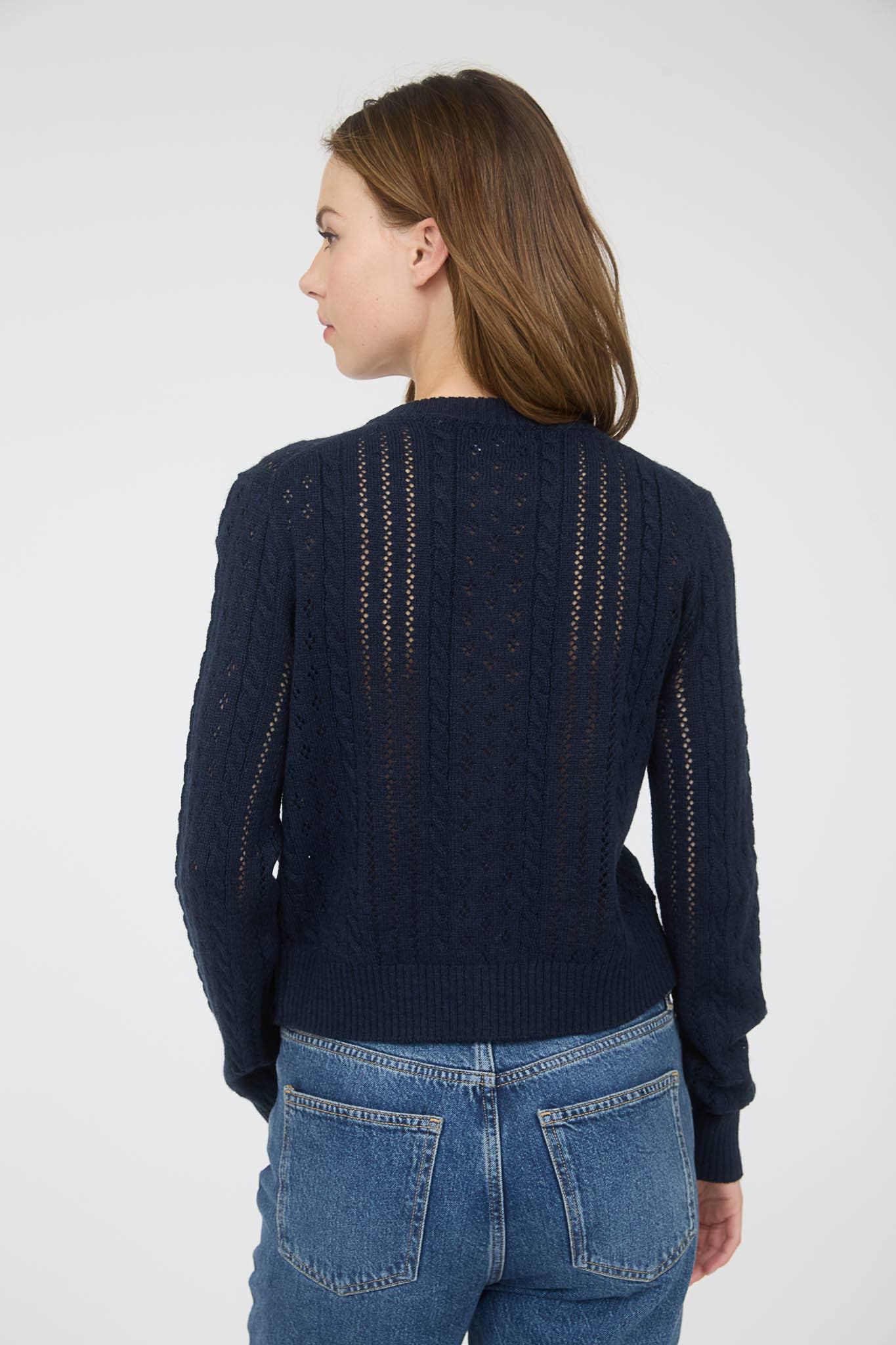 Navy Cable Knit Cardigan
