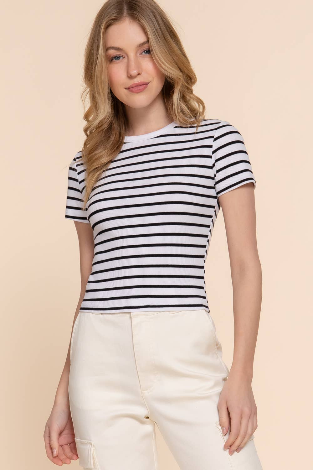 Stripe Cotton Rib Tee