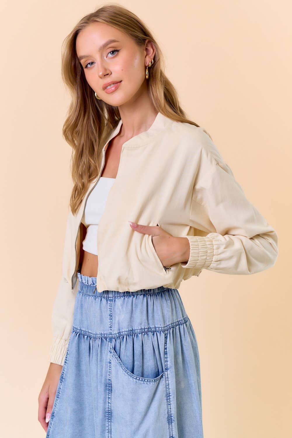 Bubble Hem Bomber Jacket