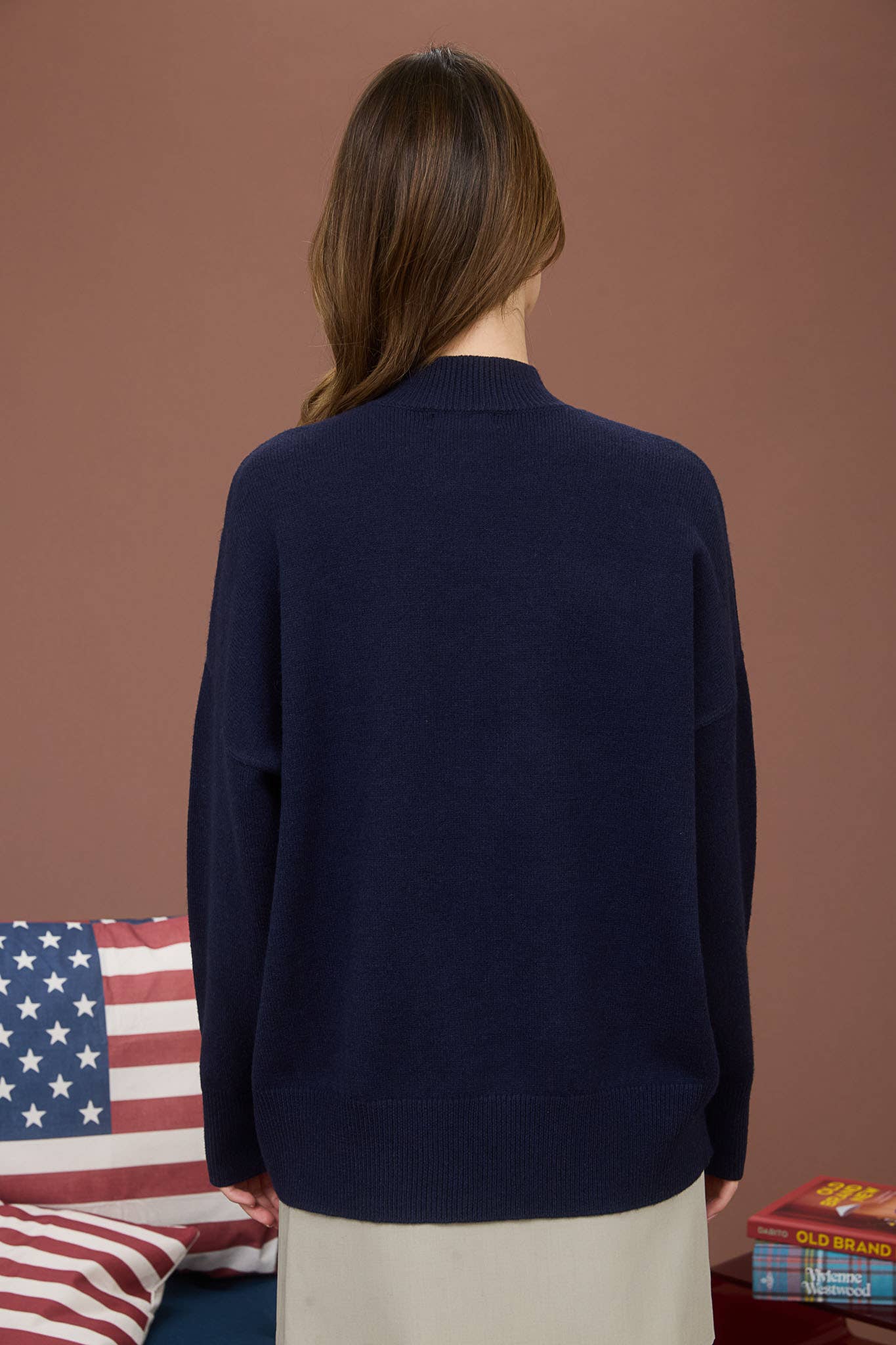 Front Seam Mock Neck Sweater