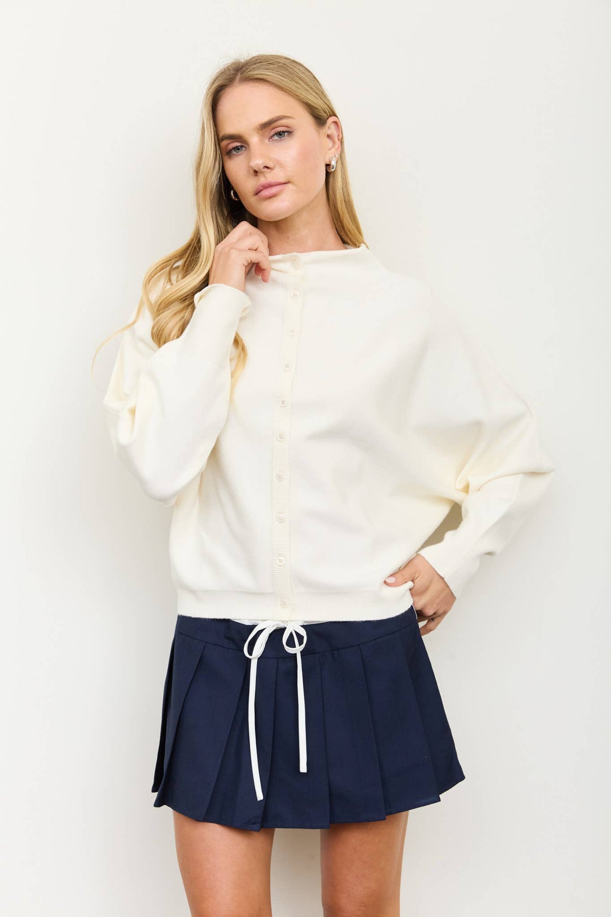 Boat Neck Button Cardigan