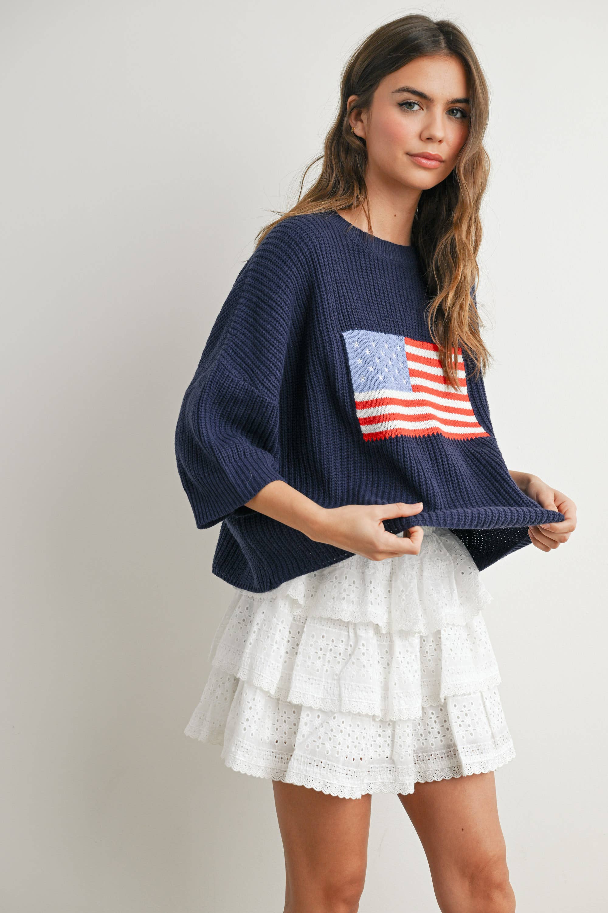Flag Print Knit Sweater