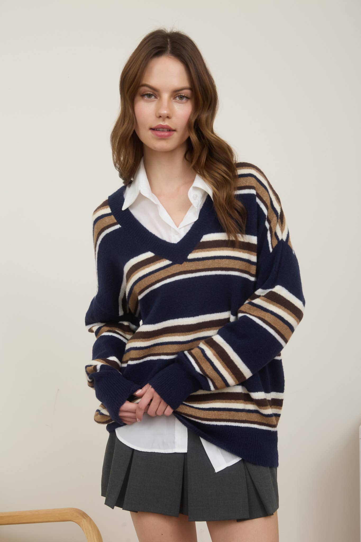 Stripe V-Neck Sweater