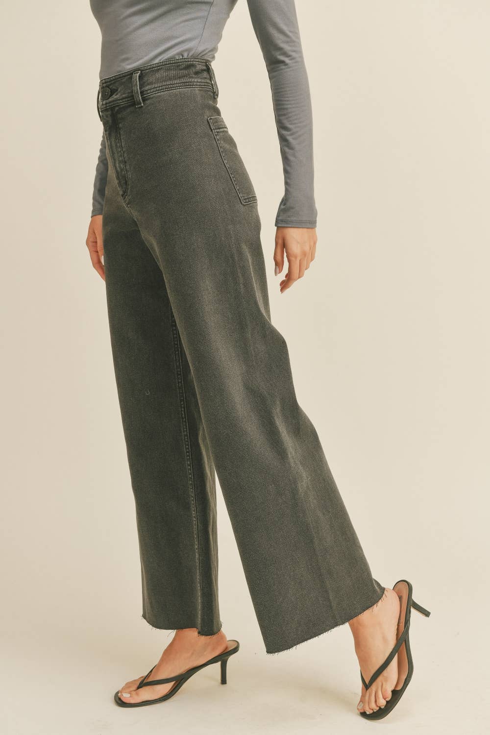Straight Wide Leg Denim Pants