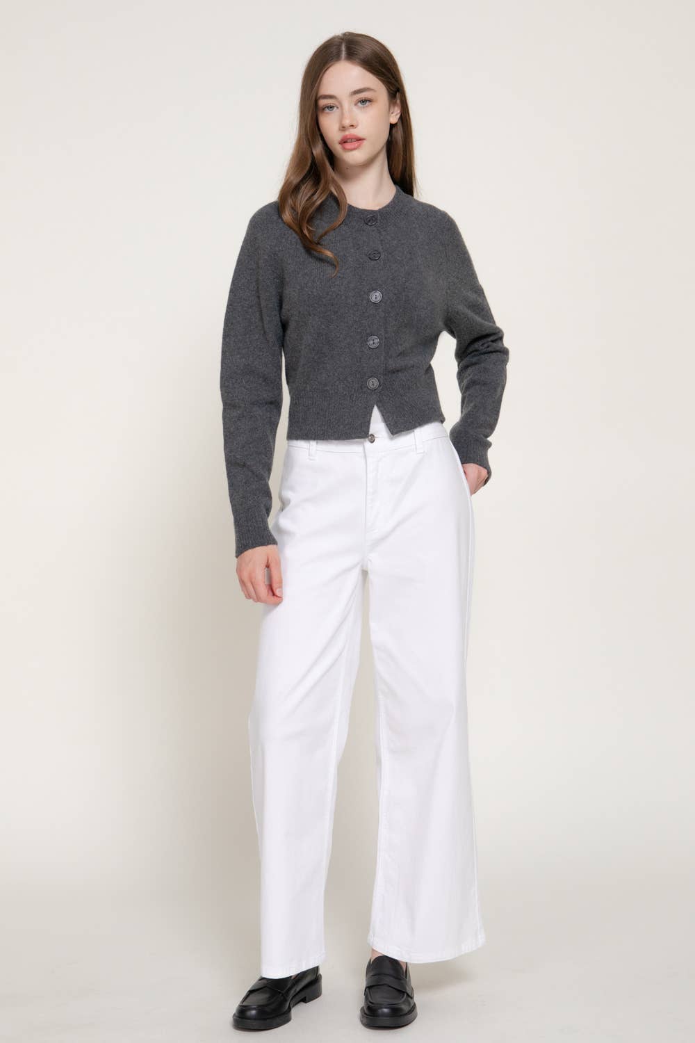 Round Neck Button Down Sweater