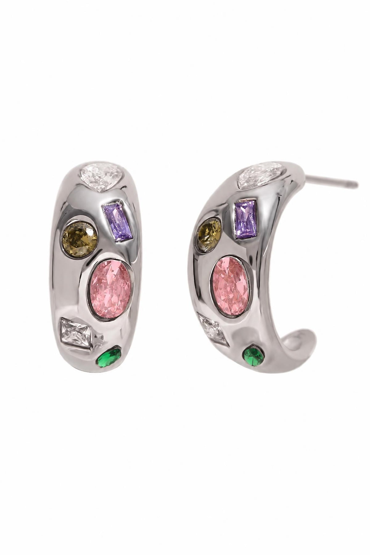 Multicolor Gemstone Hoop Earrings