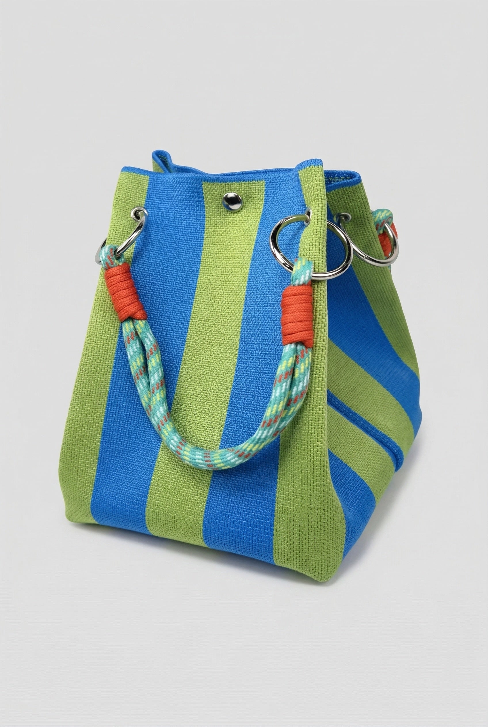 Stripe Rope Handle Bucket Bag
