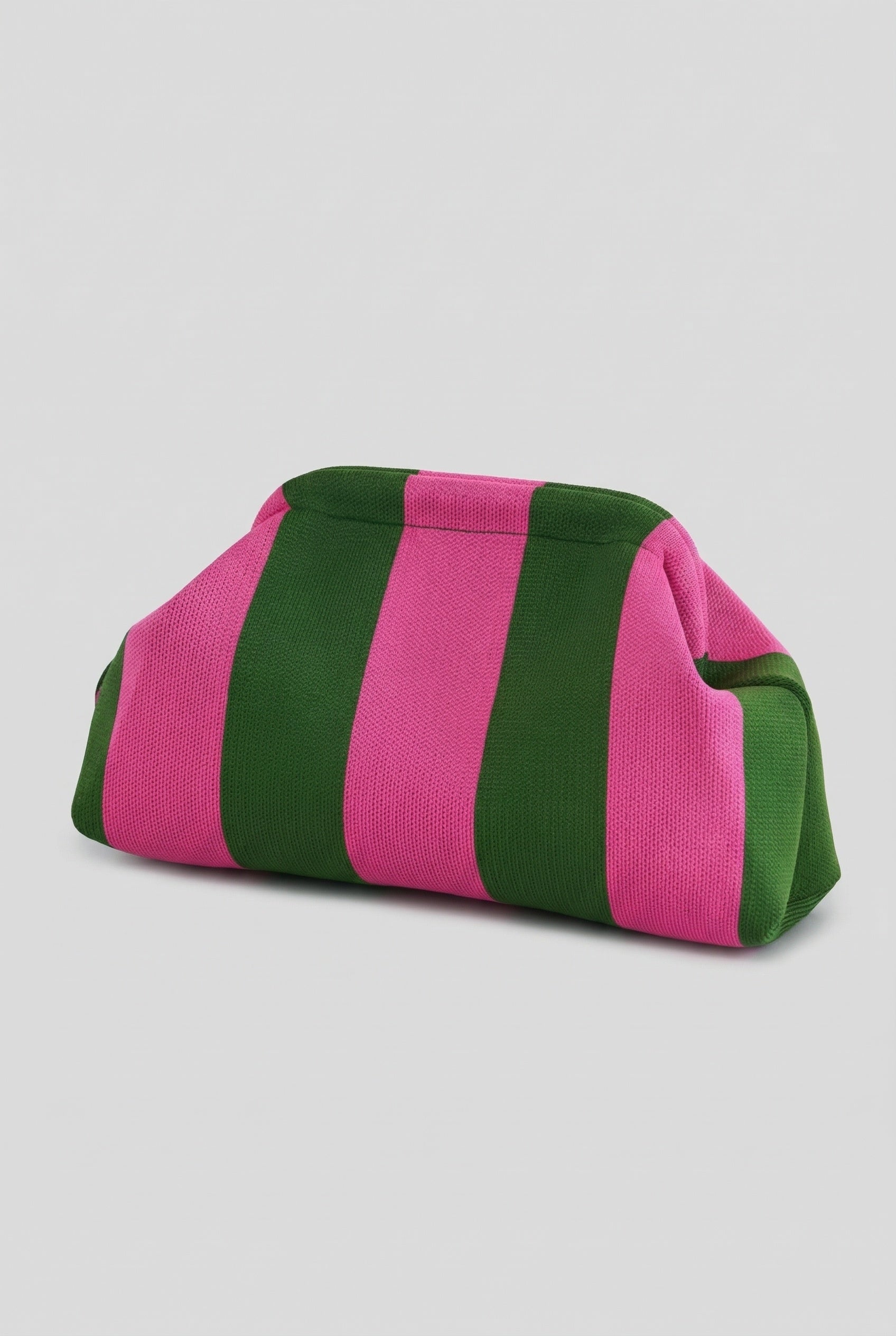 Striped Knit Frame Clutch
