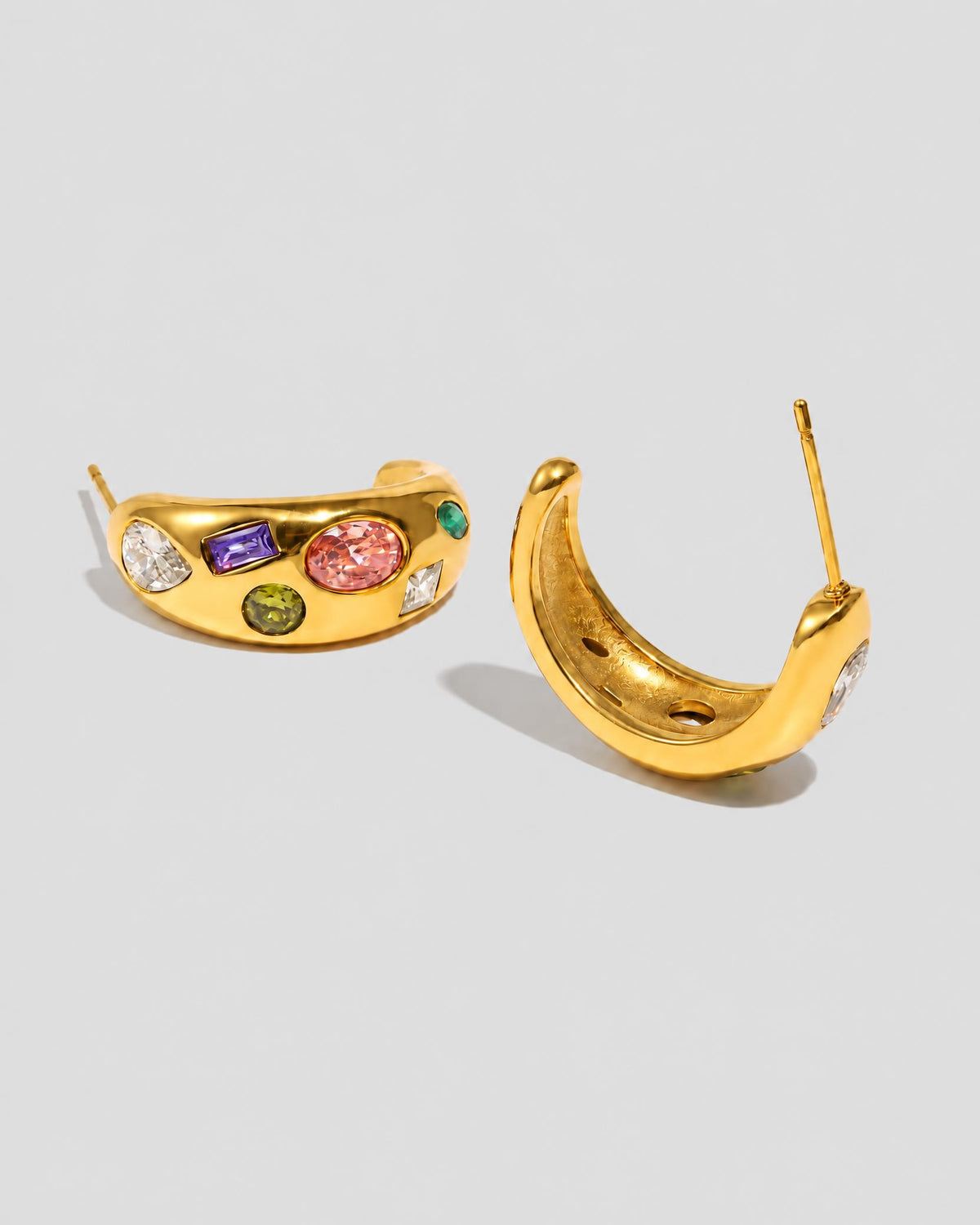 Multicolor Gemstone Hoop Earrings