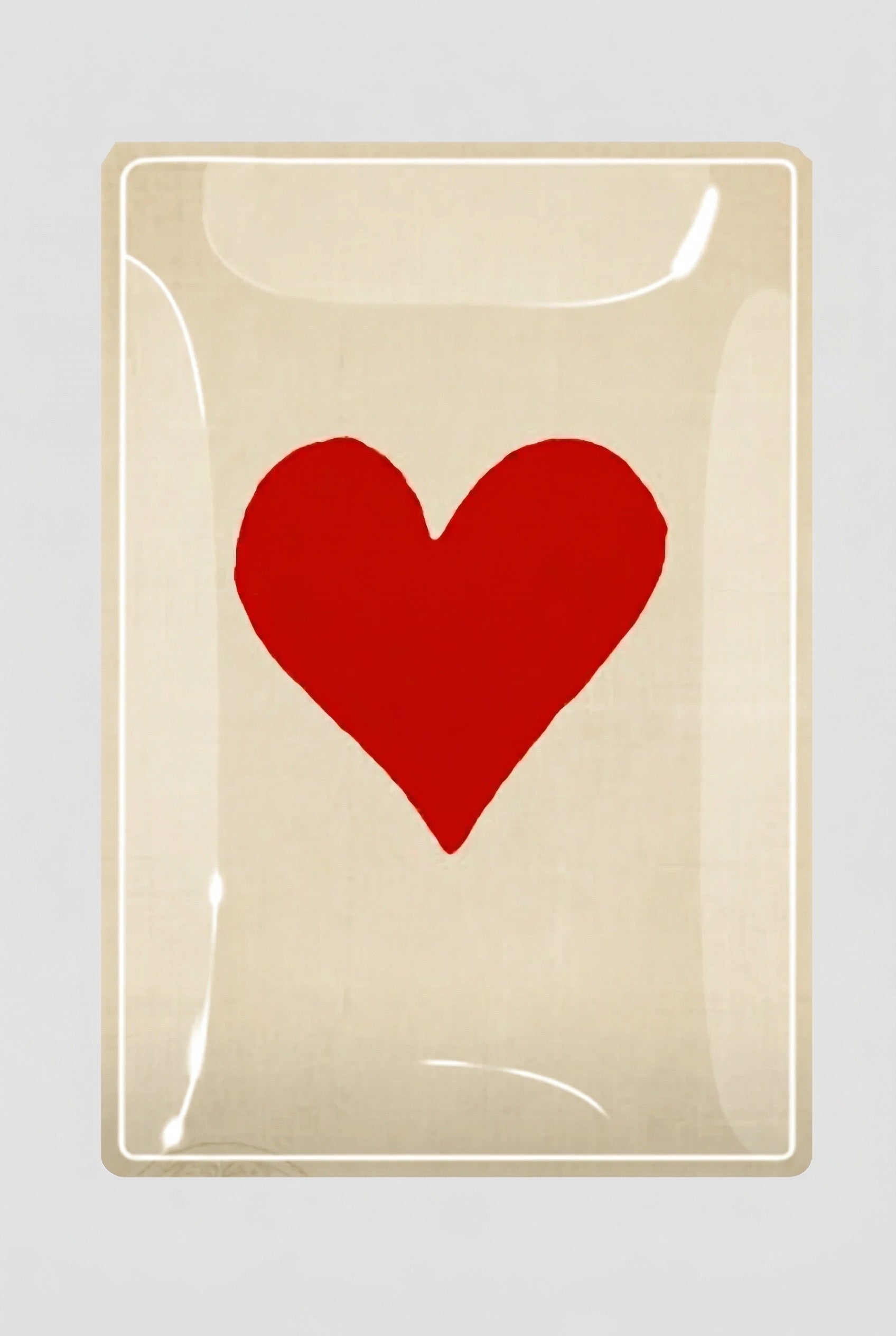 Red Long Heart Decoupage Glass Tray