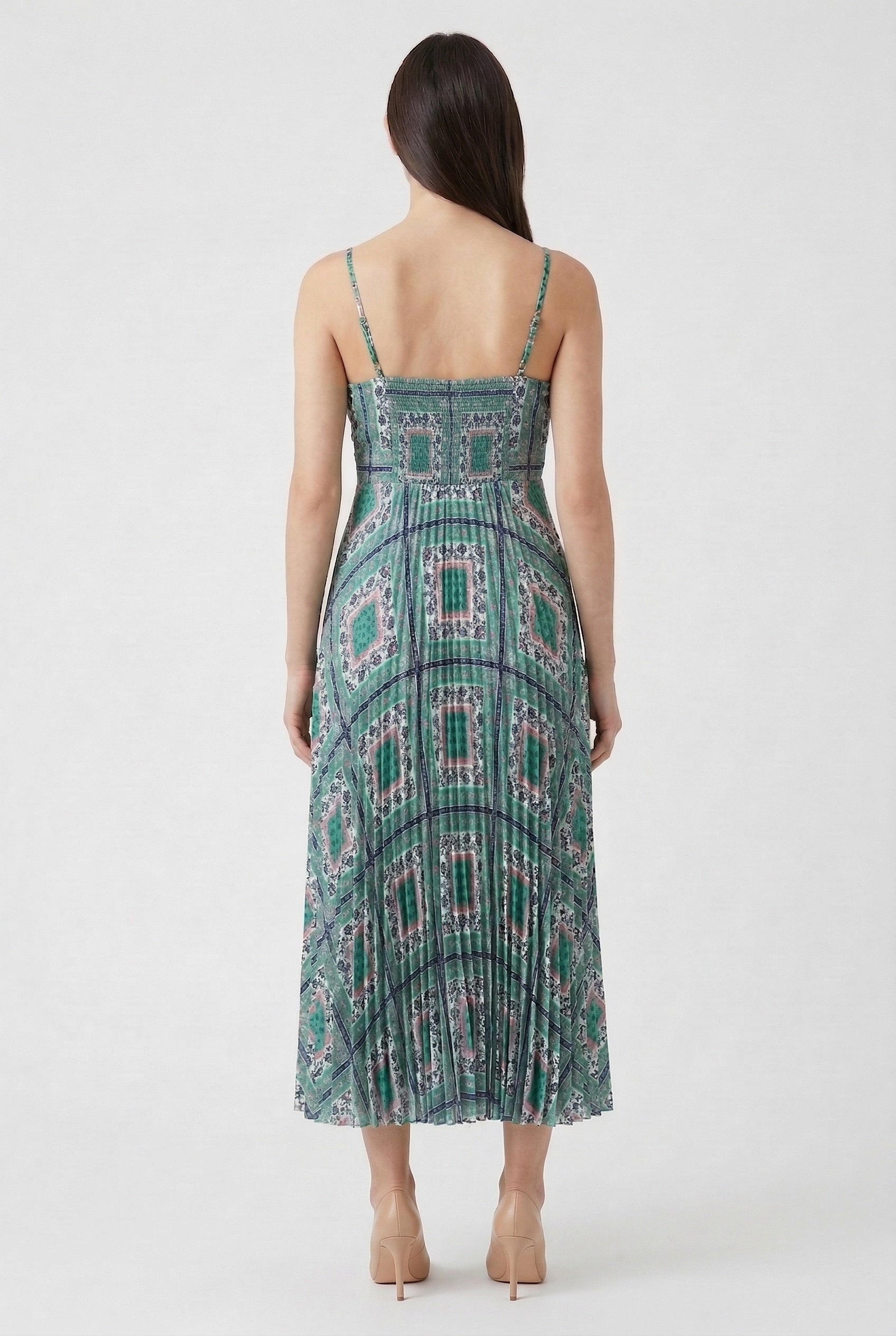 Sleeveless Pleated Midi Dress