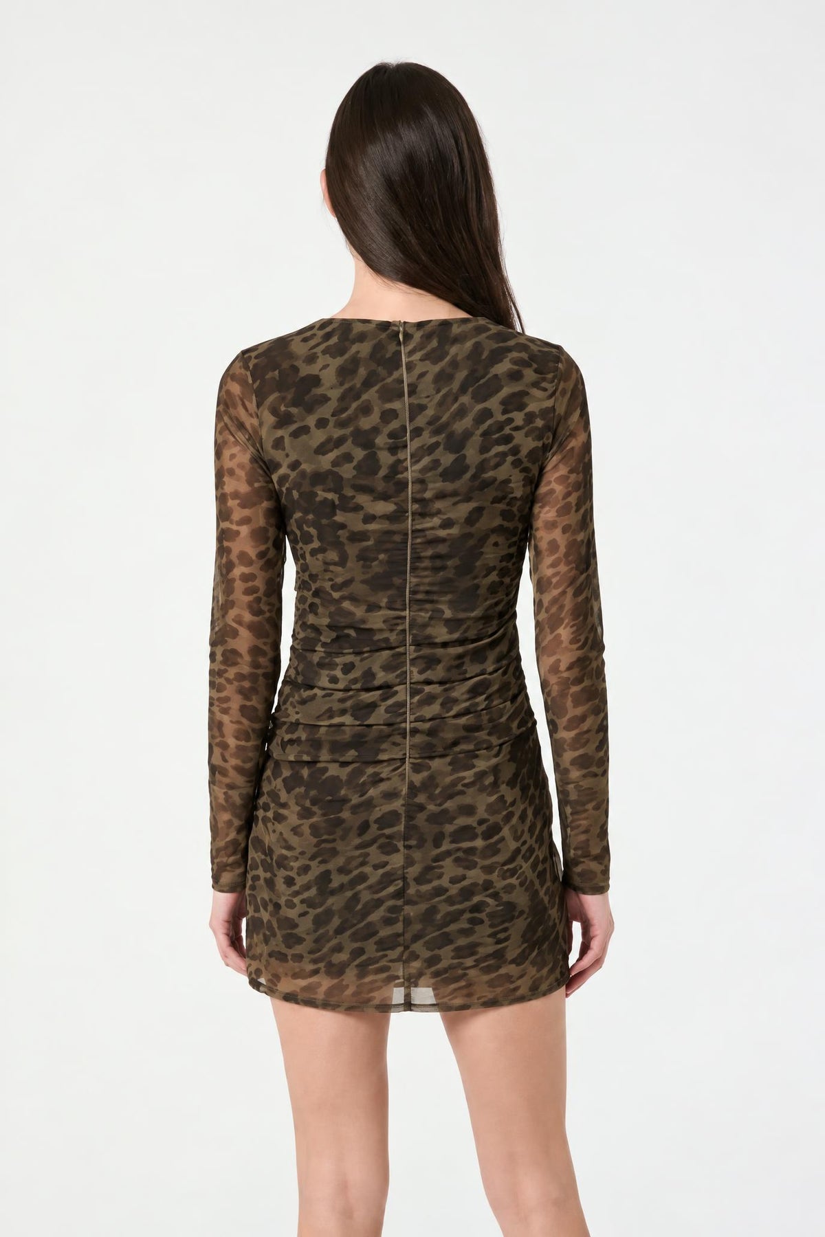 Leopard Pleated Waist Mini Dress