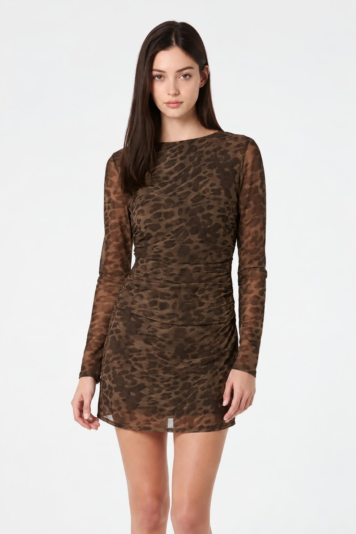 Leopard Pleated Waist Mini Dress