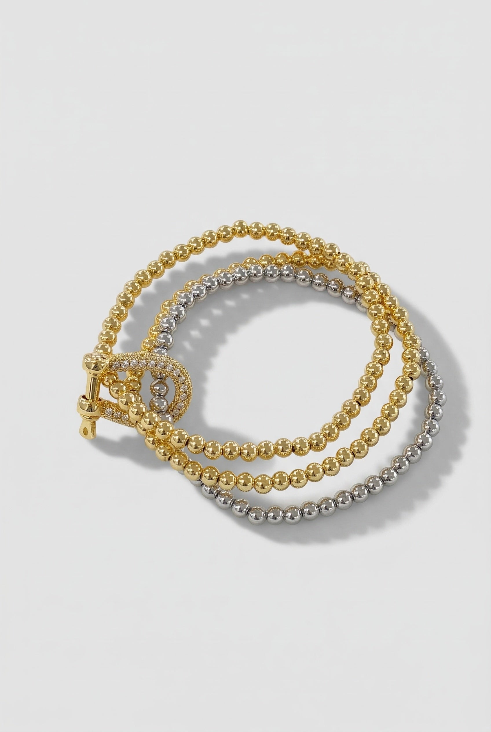 Two-Tone Beaded Wrap Bracelet with Pavé Clasp