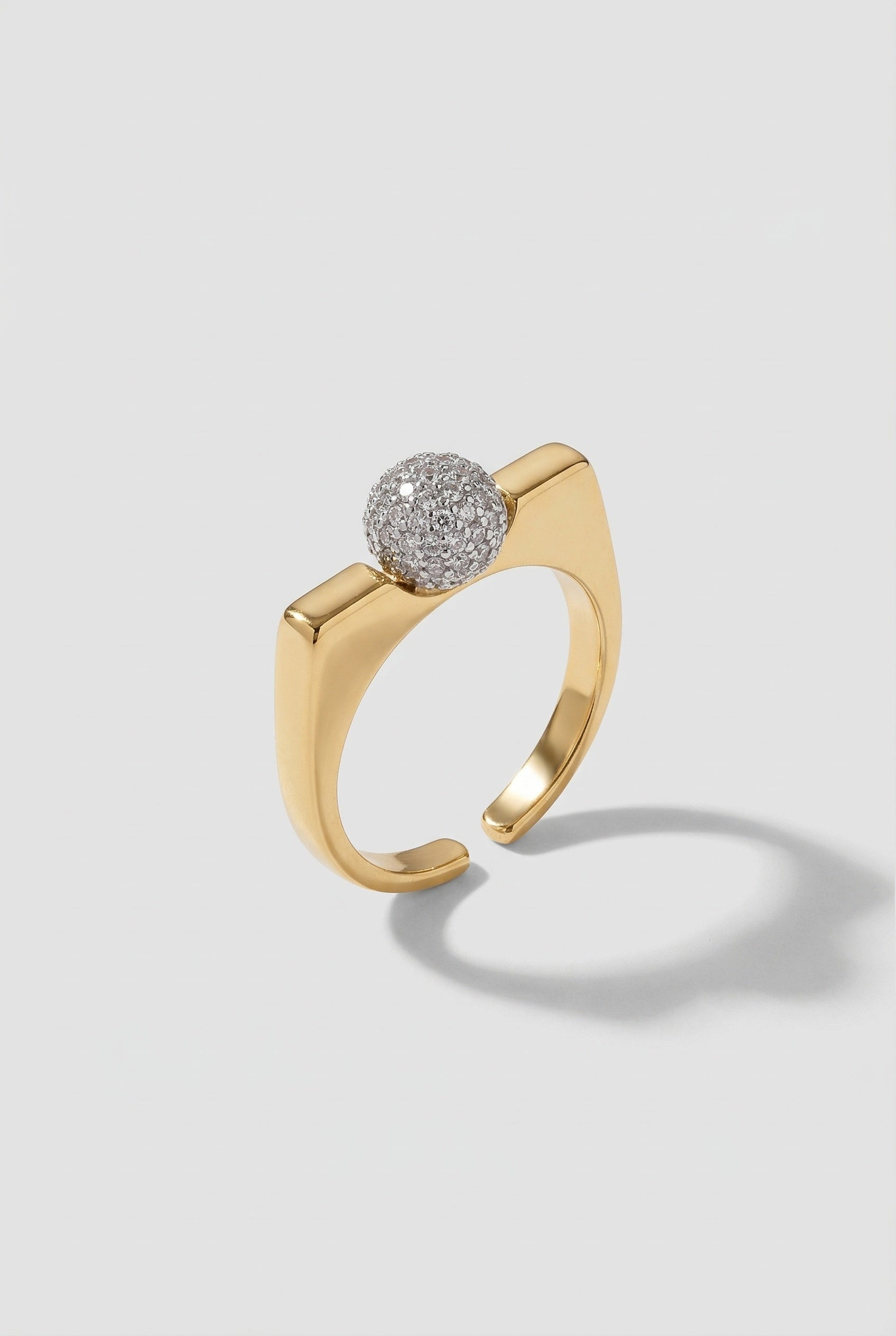 Two-Tone Pave Ball Design Ring