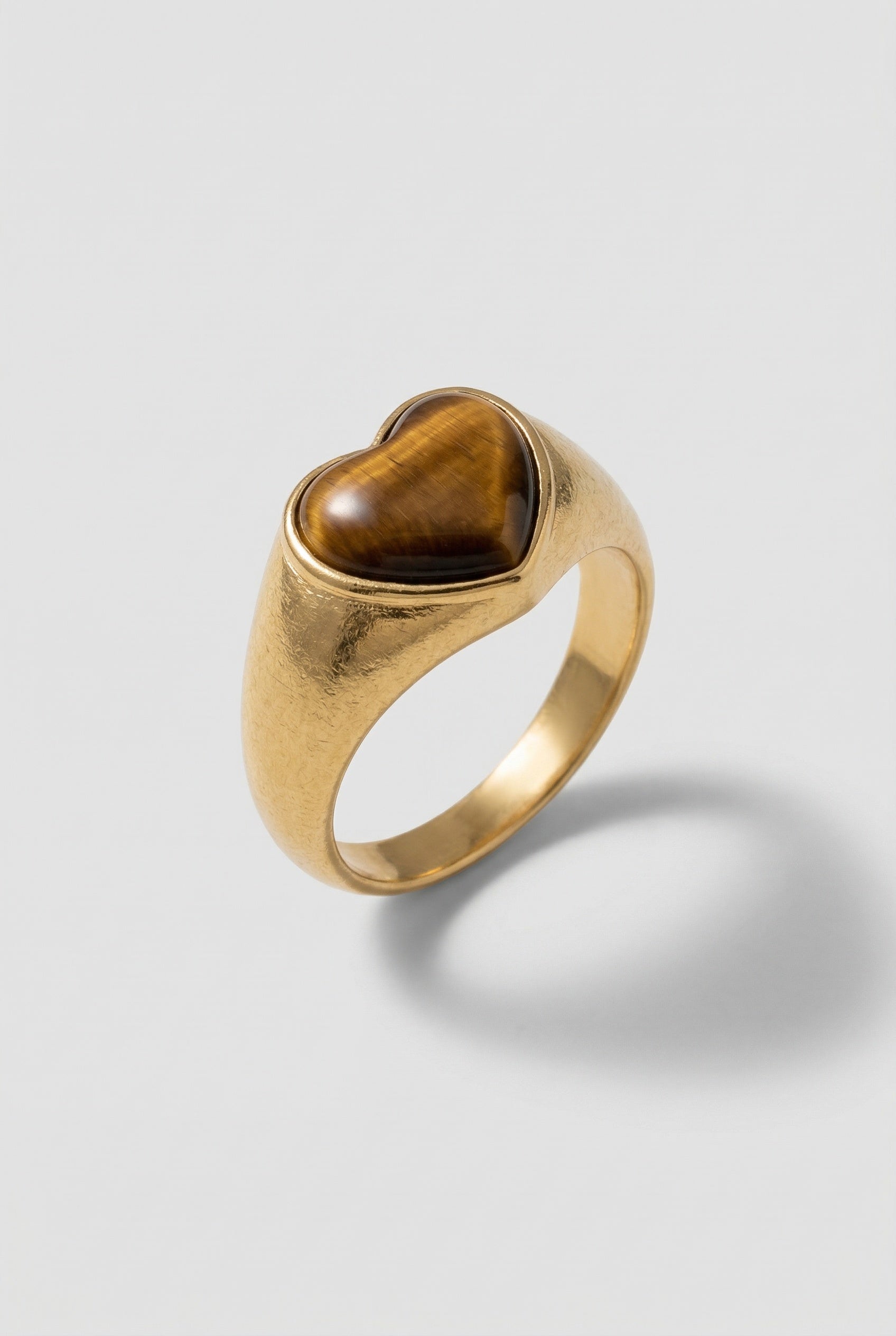 Tiger’s Eye Heart Signet Ring