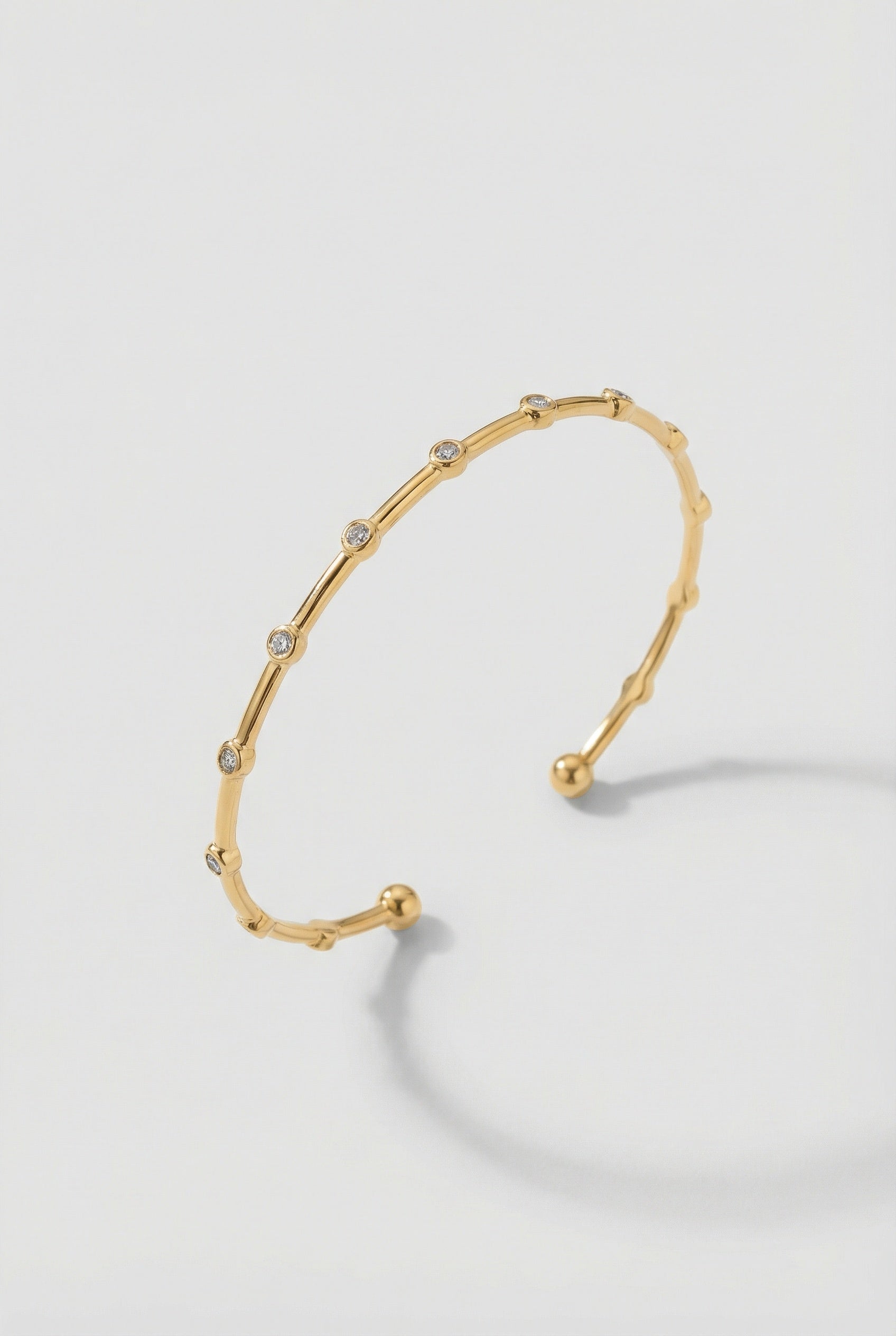 Gold Bezel-Set Crystal Open Cuff Bracelet