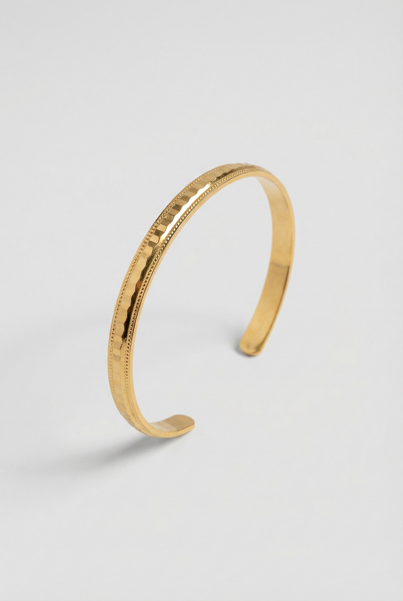 Gold Textured Open Cuff Bracelet