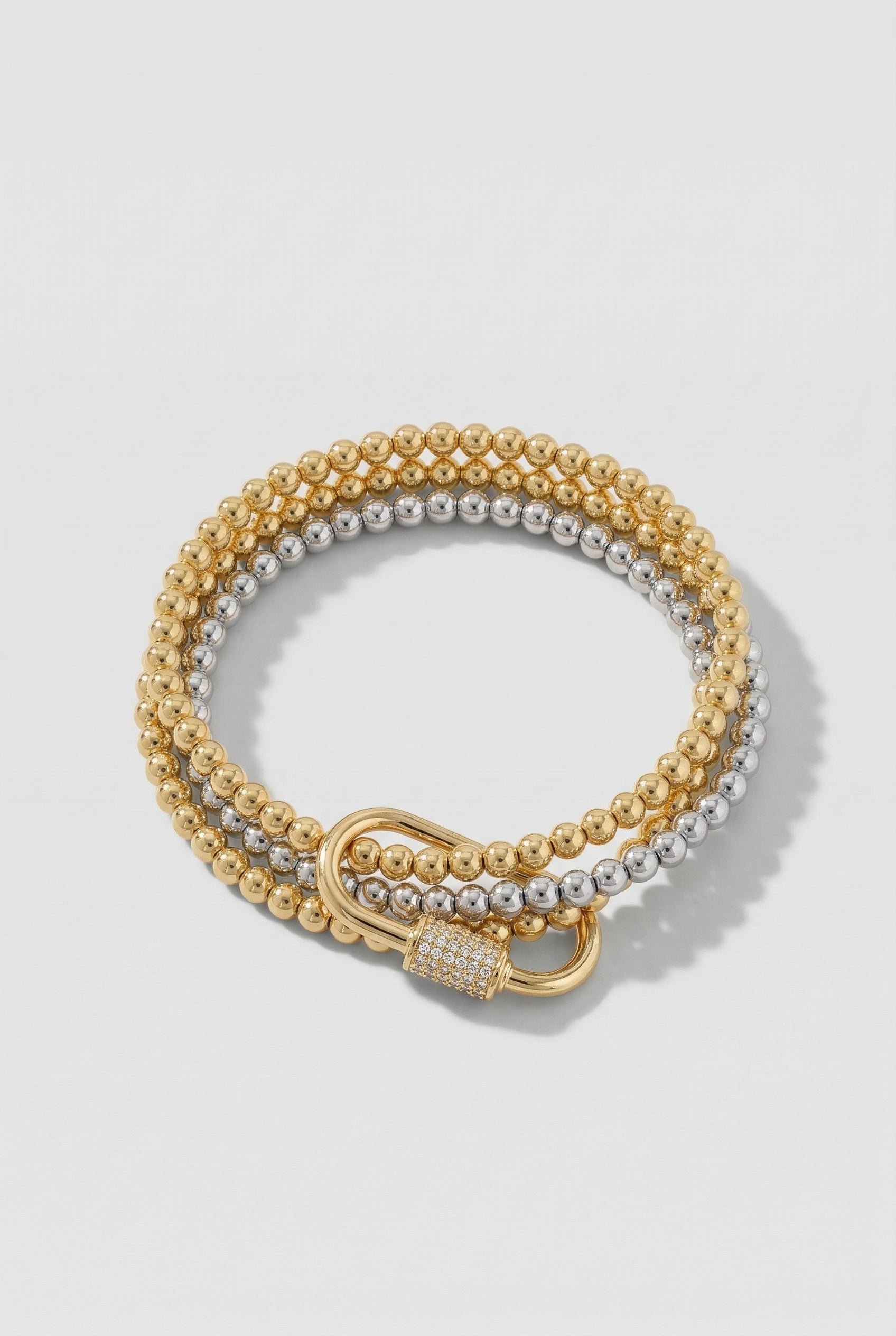 Two-Tone Beaded Wrap Bracelet with Pavé Clasp