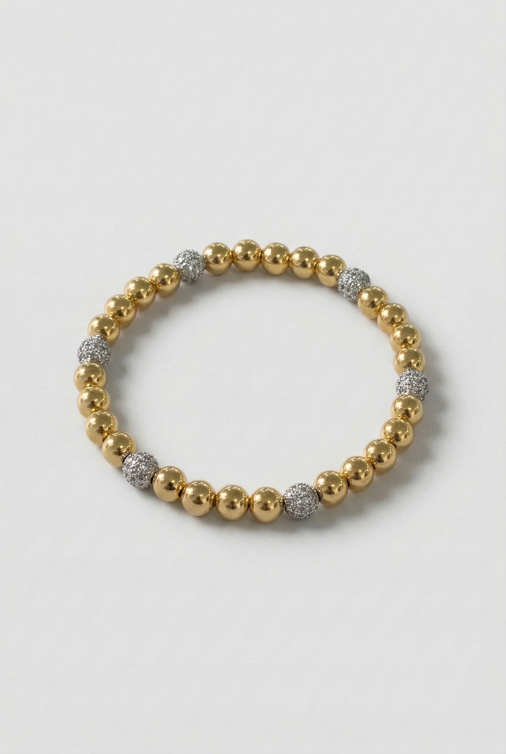 Gold Beaded Bracelet with Crystal Accents