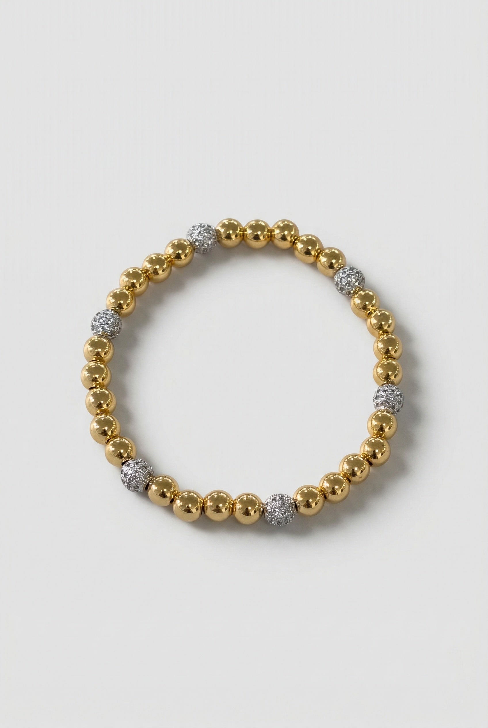 Gold Beaded Bracelet with Crystal Accents