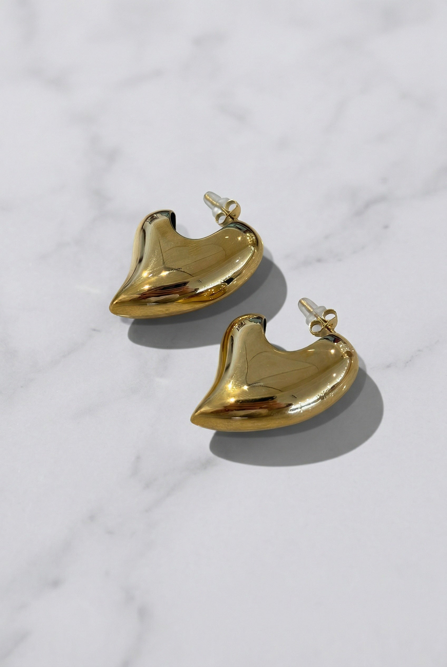 Molten Heart Sculptural Gold Stud Earrings