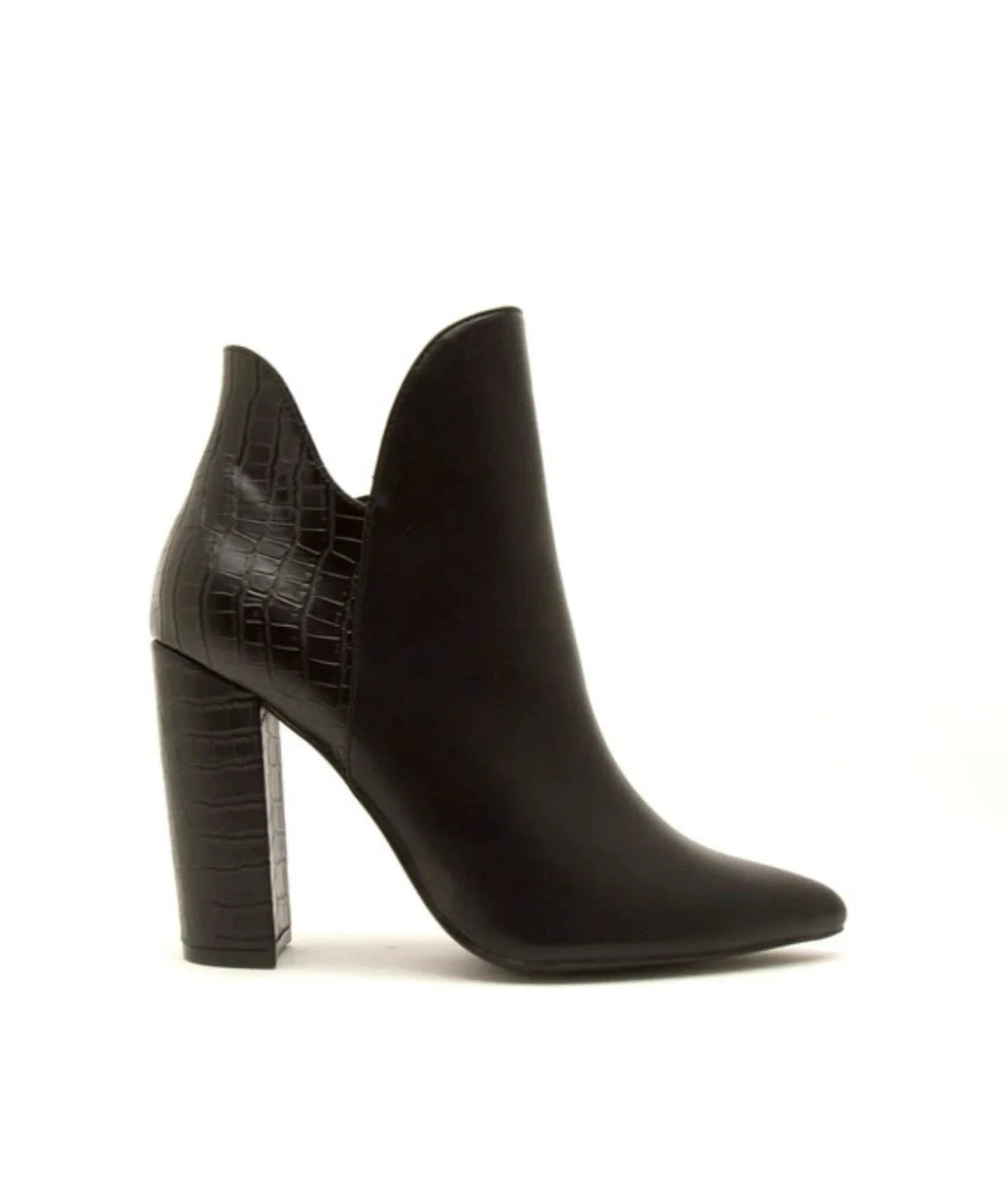 Two Tone Croc Skin Slim Ankle Boot