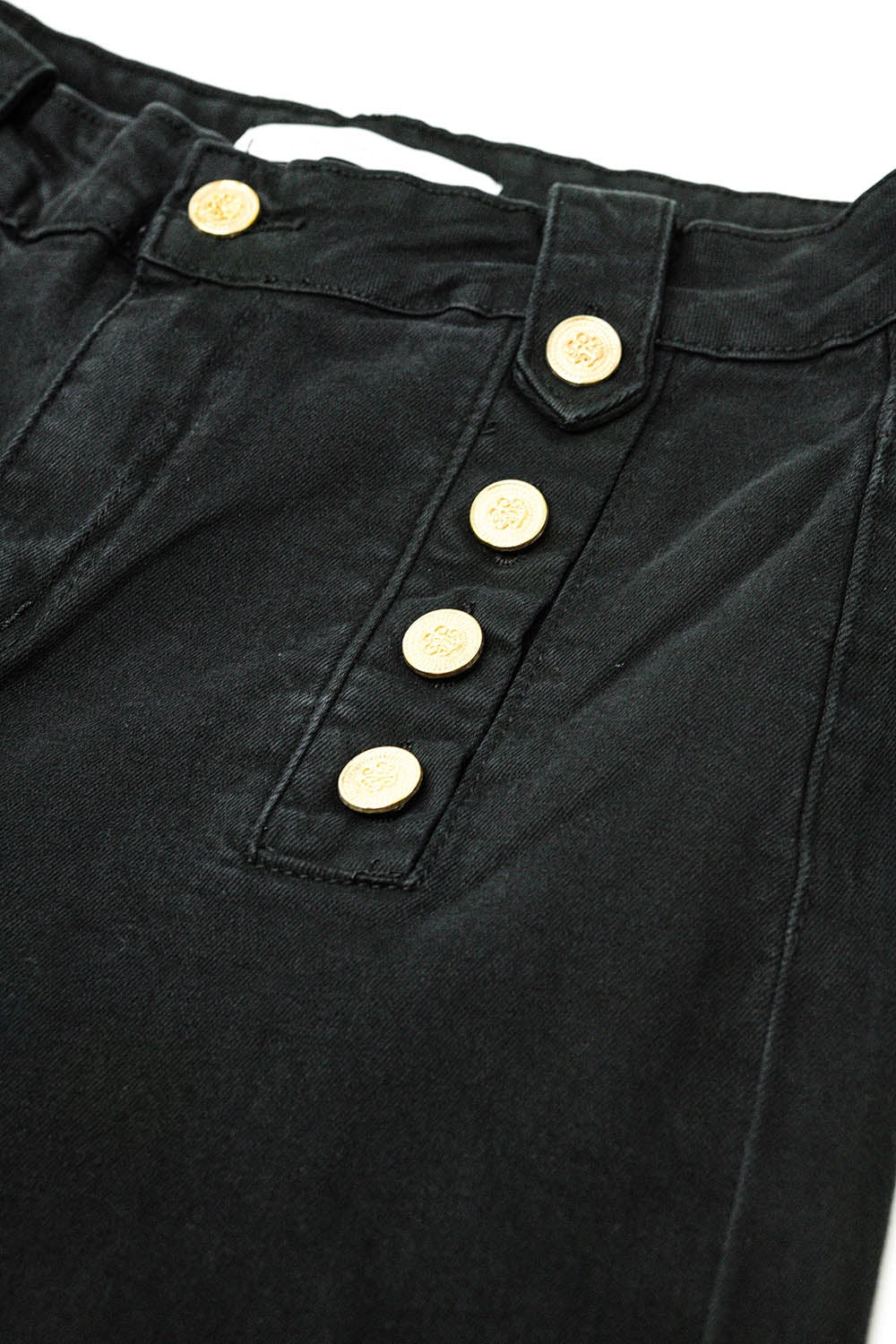 Straight Black Jean w/ Gold Buttons