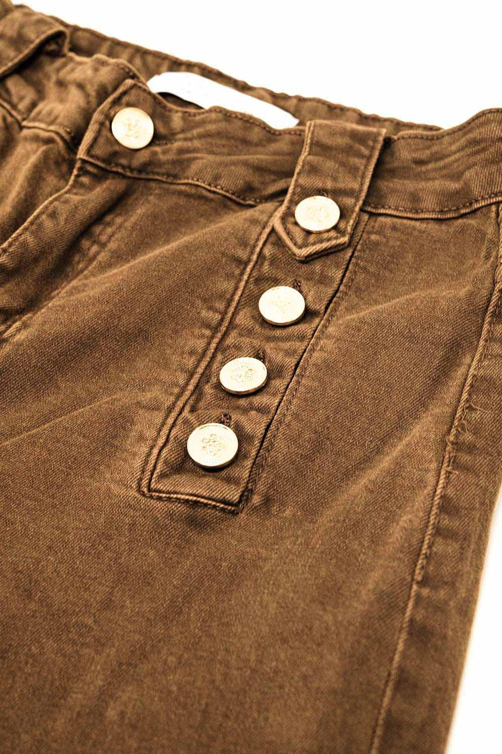 Straight Camel Jeans w/ Gold Buttons