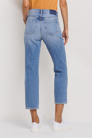 High Rise Slim Straight Cropped Jeans blue back | MILK MONEY milkmoney.co | cute clothes for women. womens online clothing. trendy online clothing stores. womens casual clothing online. trendy clothes online. trendy women's clothing online. ladies online clothing stores. trendy women's clothing stores. cute female clothes.