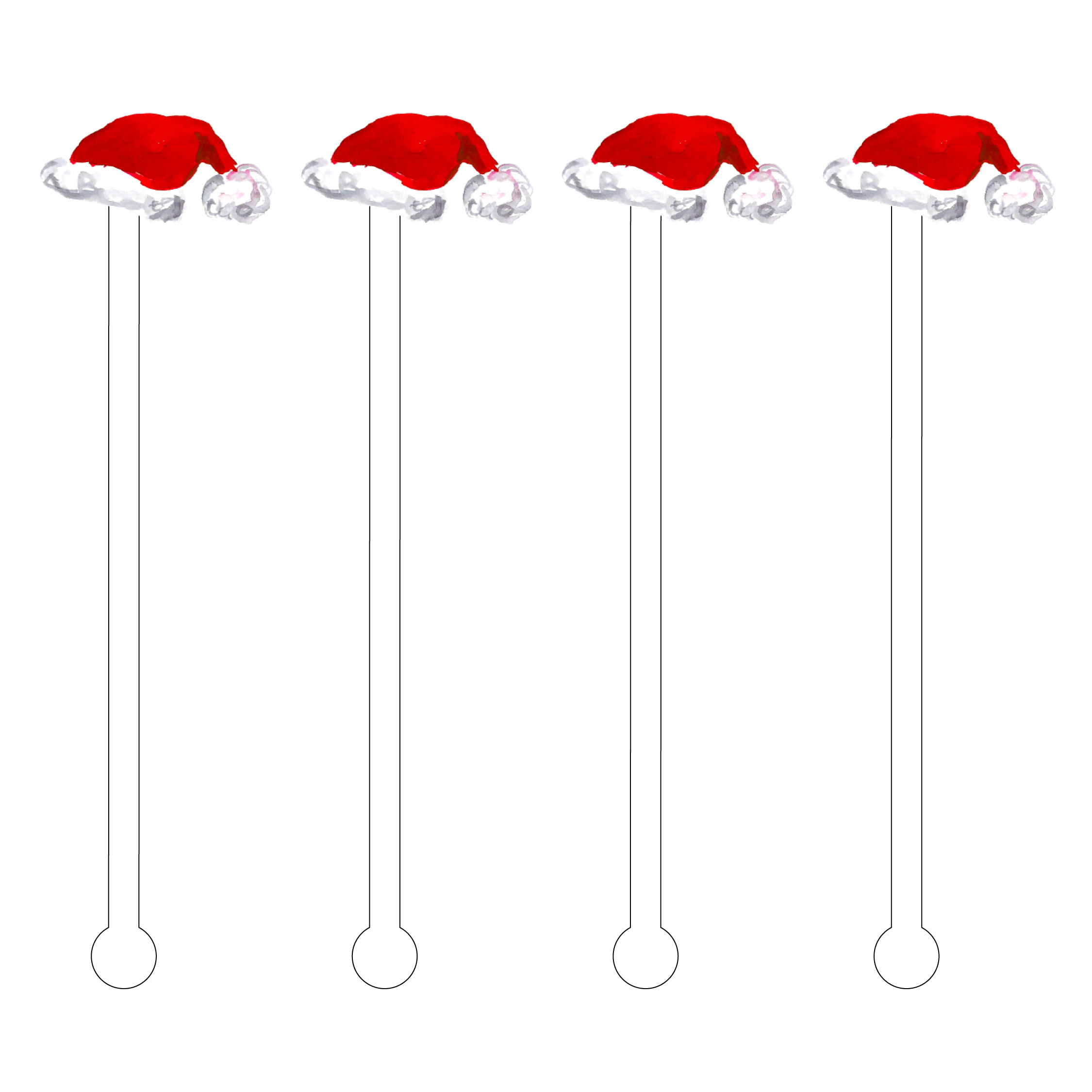 Santa Hat Acrylic Stir Sticks red front | MILK MONEY milkmoney.co | gift, holiday gifts, cute party gifts