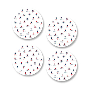 Mini Skier Ceramic Coasters Set  white front | MILK MONEY milkmoney.co | Cute gift