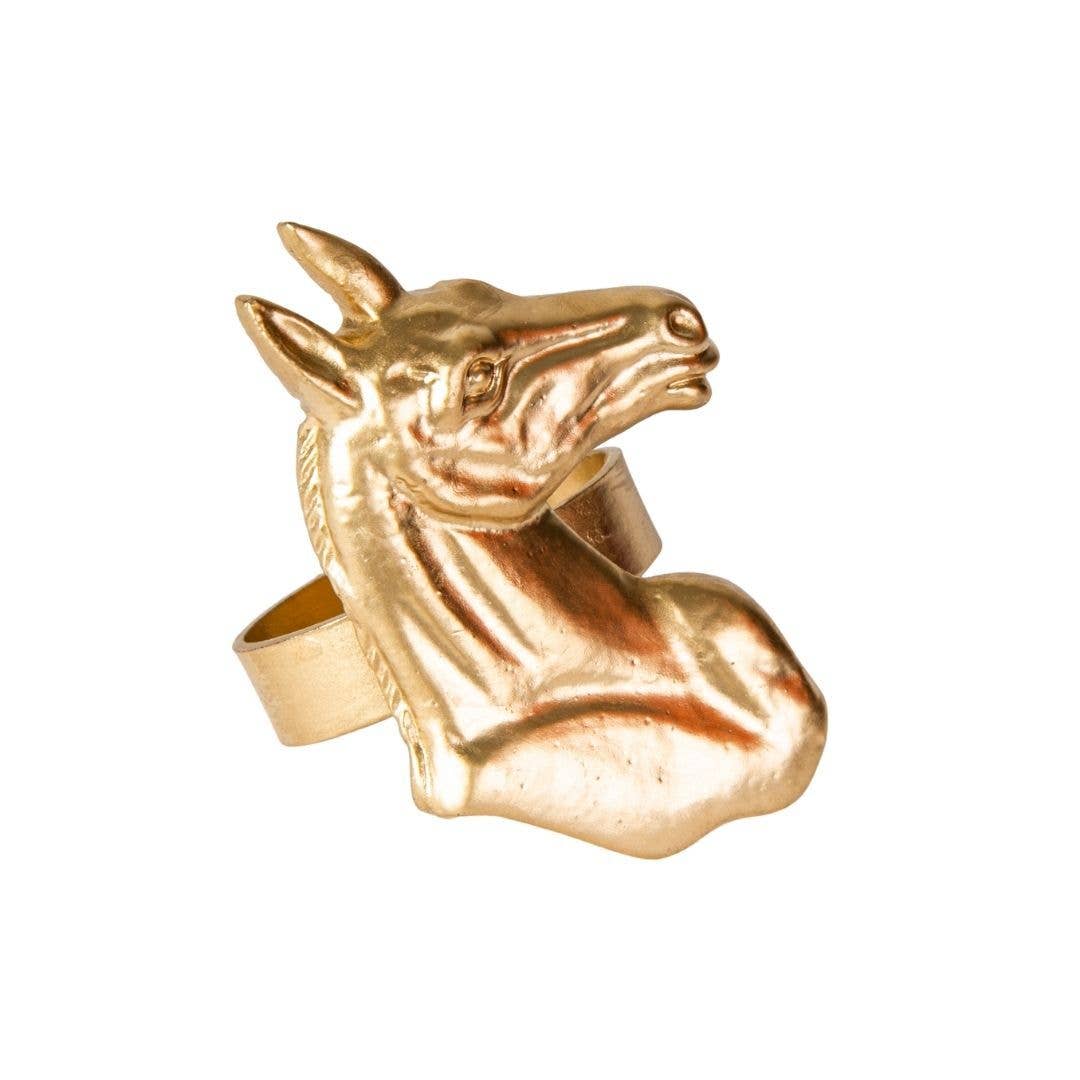 Horse Head Napkin Ring gold front | MILK MONEY milkmoney.co | white elephant gift ideas, gift, mother's day gift ideas, white elephant gift, gift shops near me