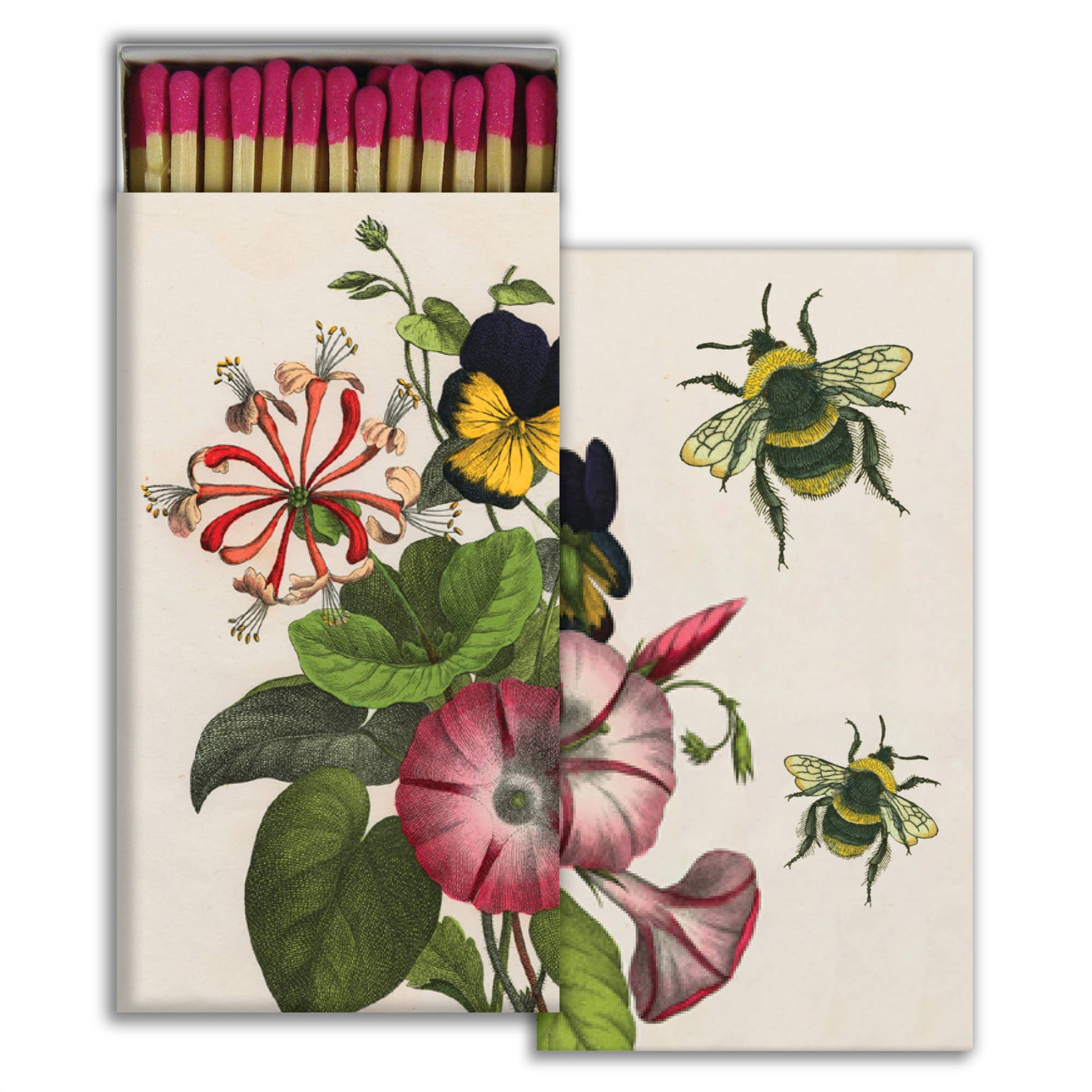 Bee, Pansy, & Honeysuckle Print Match Box front | MILK MONEY cute gifts