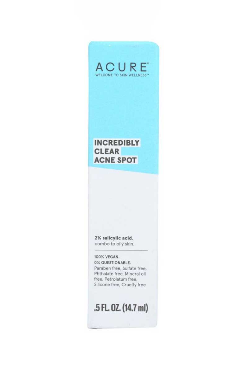 Acure Incredibly Clear Acne Spot front | MILK MONEY milkmoney.co | natural skin care products. organic skin care. clean beauty products. organic skin care products. natural skincare. vegan skincare. organic skincare. organic beauty products. vegan cruelty free skincare. vegan skincare products
