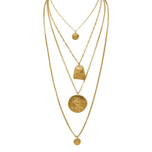 Layered Gold Coin Necklace Set gold front | MILK MONEY milkmony.co | Necklace cute necklaces. pretty necklaces. trendy necklaces. cute simple necklaces. cute gold necklace. cute cheap necklaces. cute necklaces for women. trendy layered necklaces. casual necklace. cute trendy necklaces  