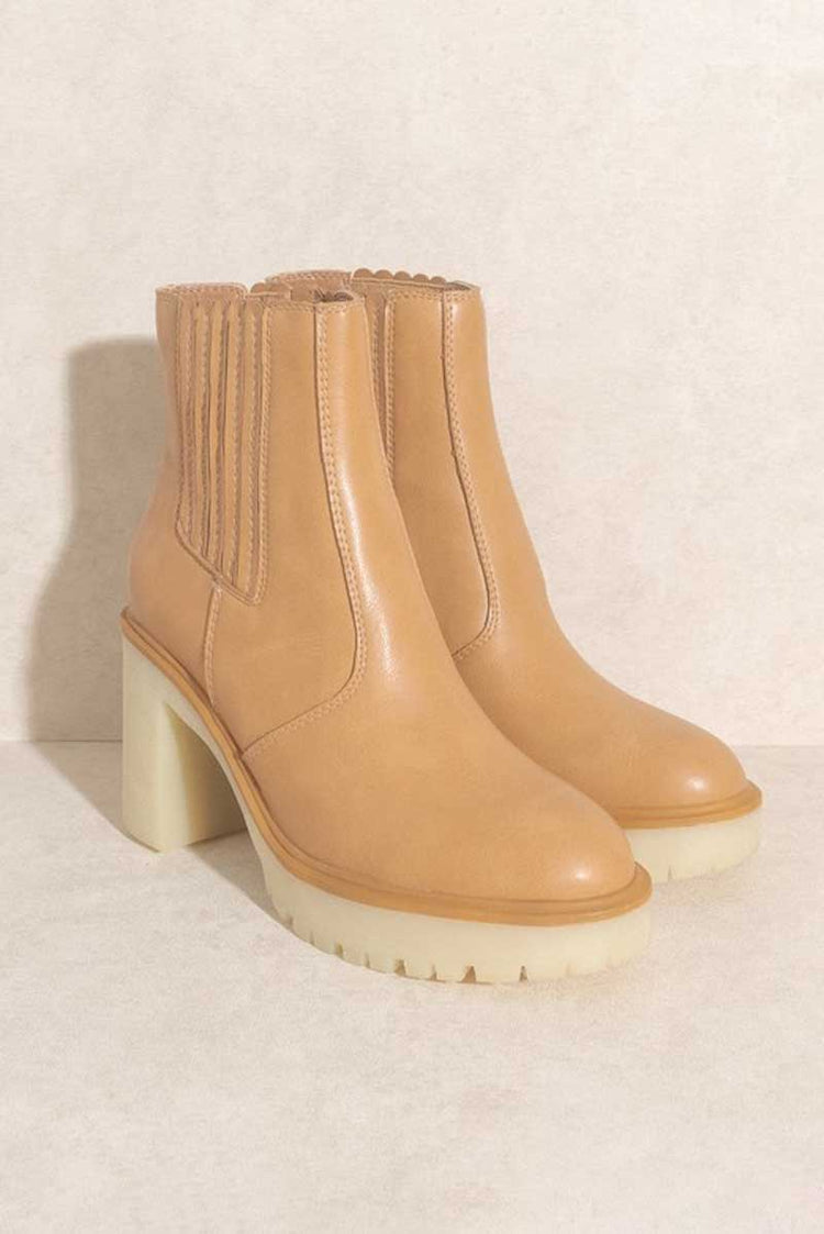 Anastasia Paneled Boot tan front | MILK MONEY milkmoney.co | cute shoes for women. ladies shoes. nice shoes for women. ladies shoes online. ladies footwear. womens shoes and boots. pretty shoes for women. beautiful shoes for women.