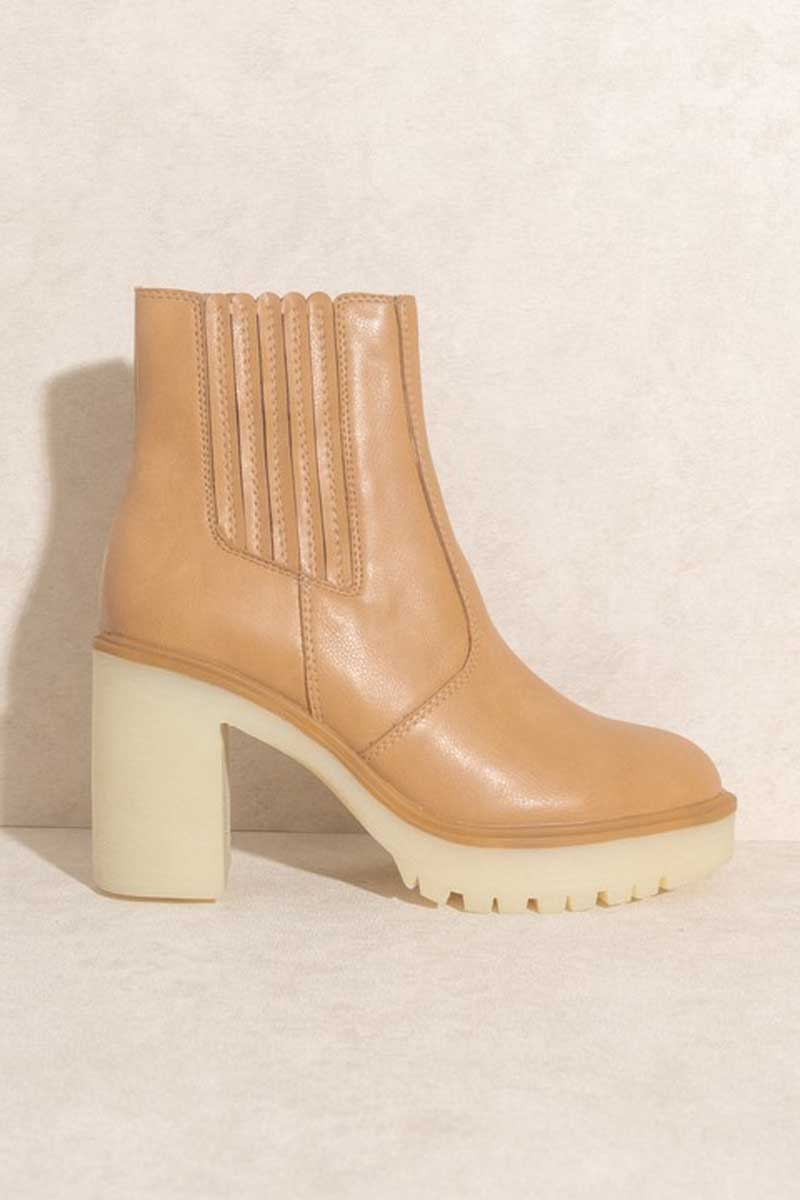 Anastasia Paneled Boot tan side | MILK MONEY milkmoney.co | cute shoes for women. ladies shoes. nice shoes for women. ladies shoes online. ladies footwear. womens shoes and boots. pretty shoes for women. beautiful shoes for women.