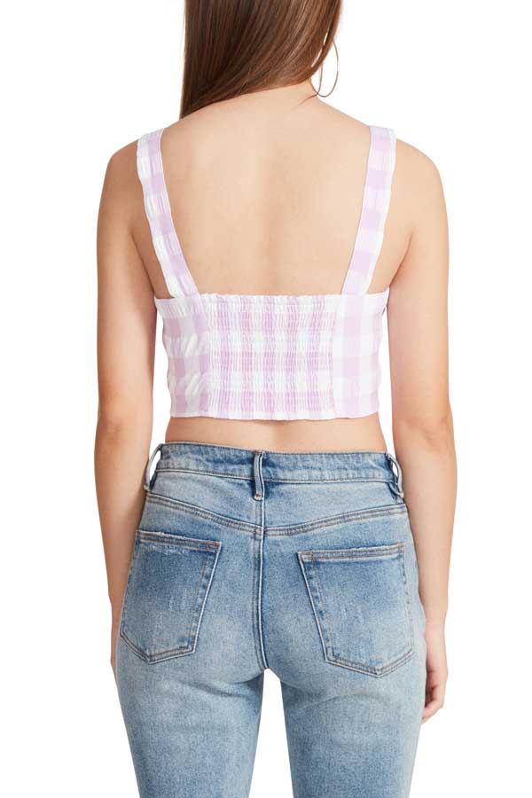 BB Dakota by Steve Madden Down At The Derby Bustier Top orchid back | MILK MONEY milkmoney.co | cute clothes for women. womens online clothing. trendy online clothing stores. womens casual clothing online. trendy clothes online. trendy women's clothing online. ladies online clothing stores. trendy women's clothing stores. cute female clothes.