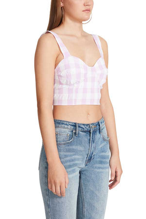 BB Dakota by Steve Madden Down At The Derby Bustier Top orchid side | MILK MONEY milkmoney.co | cute clothes for women. womens online clothing. trendy online clothing stores. womens casual clothing online. trendy clothes online. trendy women's clothing online. ladies online clothing stores. trendy women's clothing stores. cute female clothes.