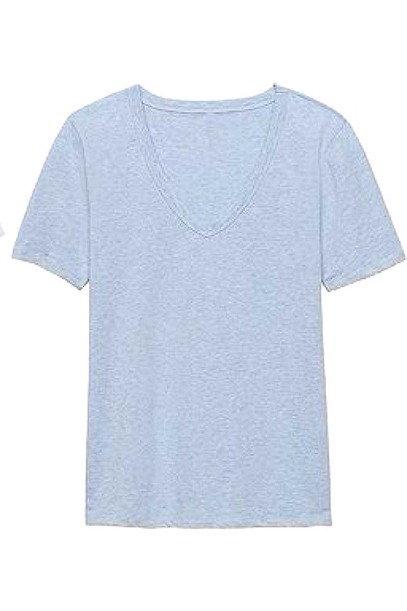 Basic V Neck Short Sleeve T-Shirt blue front | MILK MONEY milkmoney.co | cute tops for women. trendy tops for women. stylish tops for women. pretty womens tops. 